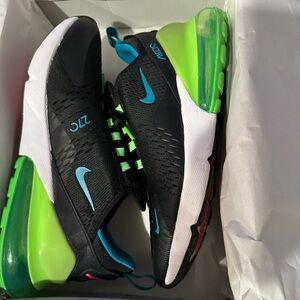 Nike Air Max 270 Black with Neon Green and Blue Accents